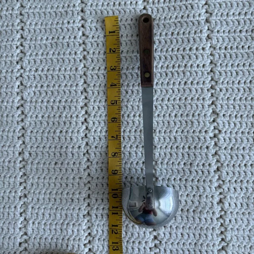 Vintage Robinson Knife Co Soup Ladle Stainless Wood Handle Made in USA 11”